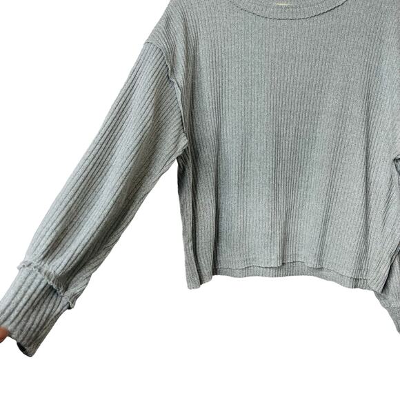 Como Blu Ribbed Long Sleeve Top Grey L - Picture 4 of 7